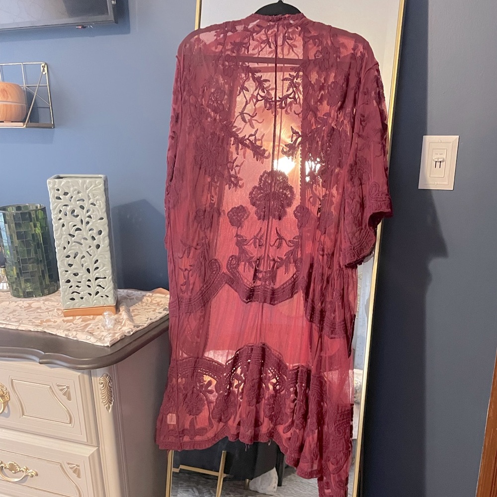 Red Lace Kimono Small